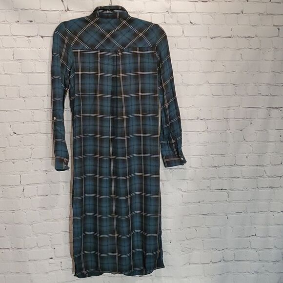 Divided H&M green and black plaid button dress - Picture 5 of 9